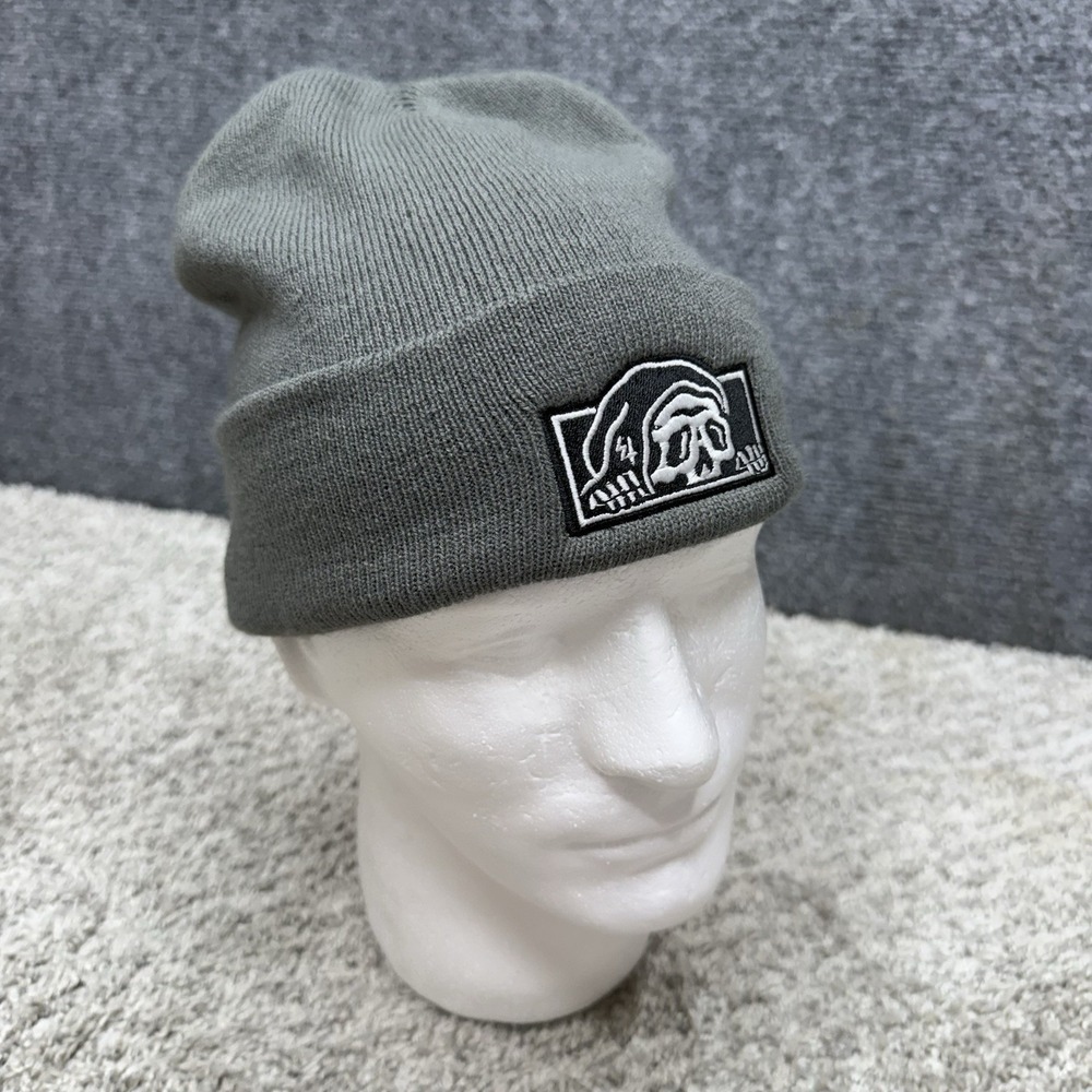 Working Class Beanie Hat gray skull acrylic skater rock heavy metal streetwear